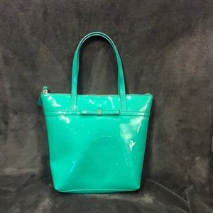 Kate Spade green polka dot mini zipper tote